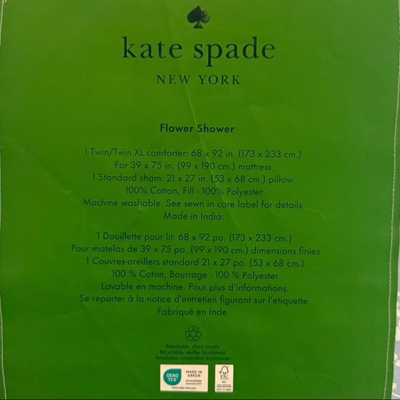 ⚡️Kate Spade Twin XL "Flower Shower" Comforter Set - Picture 3 of 5